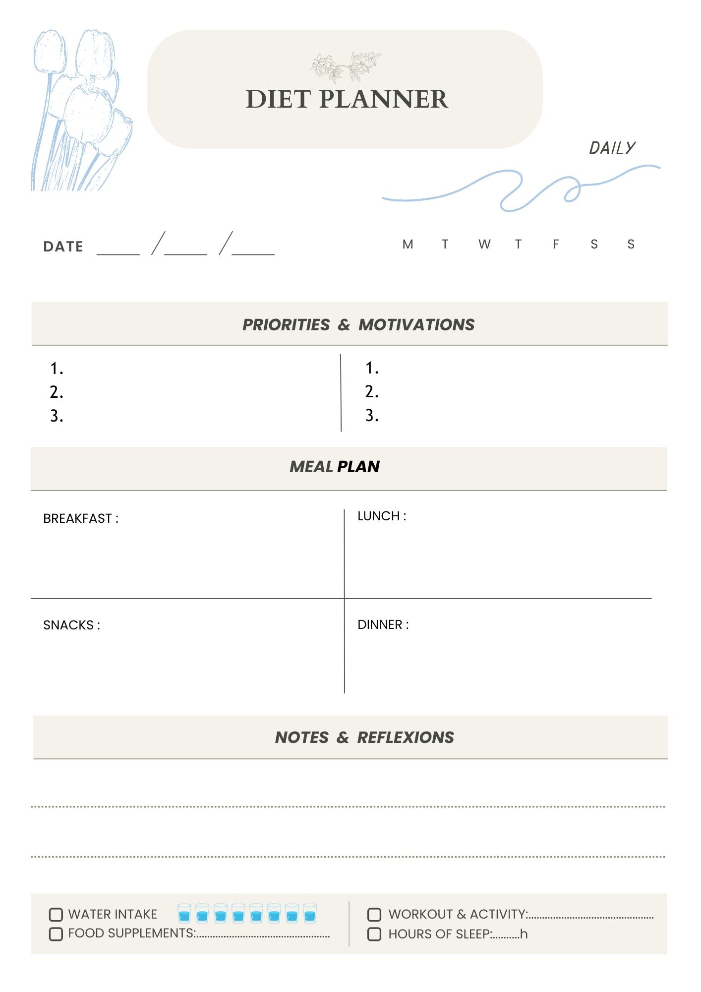 Daily Diet Tracker – Planner