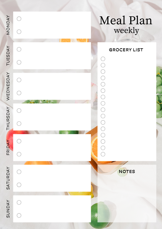 Printable Weekly Menu – Digital Meal Planner