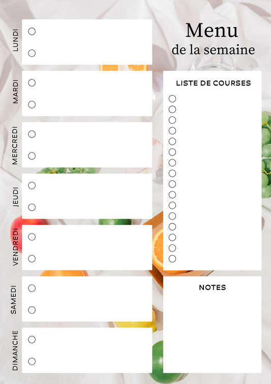 Menu de la semaine